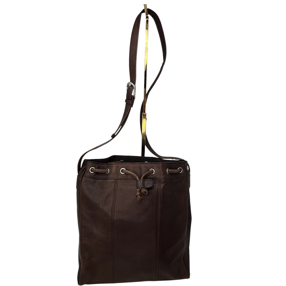 Vintage Wilsons Leather Brown Drawstring Bucket Bag Crossbody Shoulder Purse